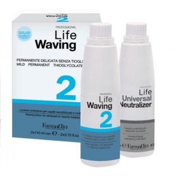 FaramaVita Life Waving Dauerszett 2 - rendkívül igénybevett, vegyileg kezelt hajra, 2x110 ml