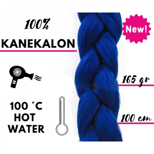 Afro szintetikus 100% kanekalon haj, 100 cm, 165 g, Blue