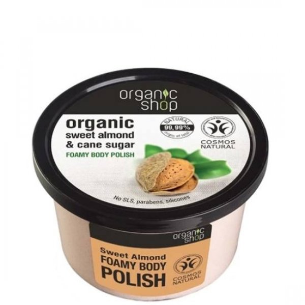 Organic Shop édes mandula testpolír hab, 250 ml