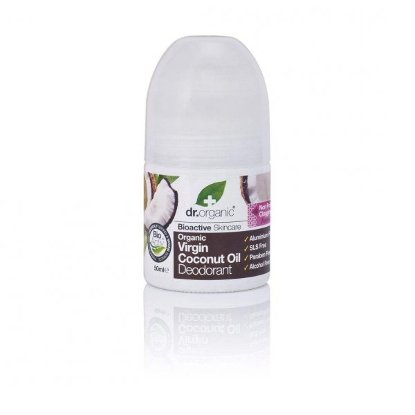 Dr. Organic Alumíniummentes golyós dezodor bio szűz kókuszolajjal, 50 ml
