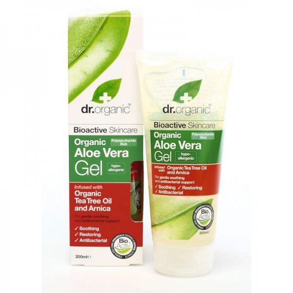 Dr. Organic Bio Aloe Vera gél teafa olajjal és árnikával, 200 ml