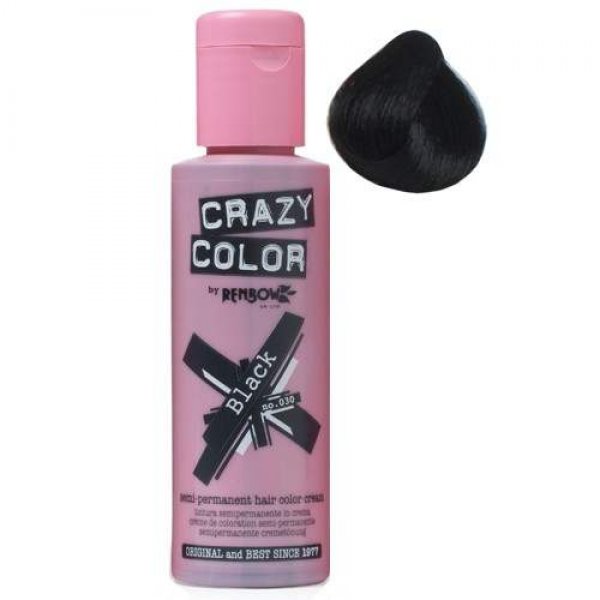 Crazy Color hajszínező krém 75 ml, 030 Black